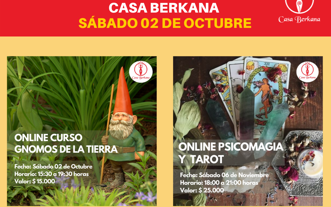 Cursos ONLINE Sábado 2 de Octubre en Casa Berkana