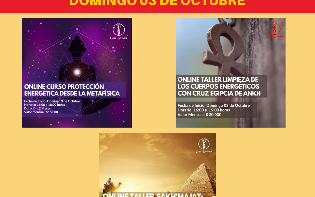 Cursos ONLINE Domingo 3 de Octubre en Casa Berkana